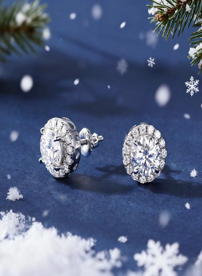 MOOSEA أقراط مويسانيت من MOOSEA، بقفل لولبي، للنساء والرجال، 2 قيراط، أقراط مويسانيت دائرية مصنعة مخبرياً، مرصعة بفضة إسترليني عيار 925، هدية مثالية للذكرى السنوية أو عيد الميلاد للأم أو الزوجة. - Image 2